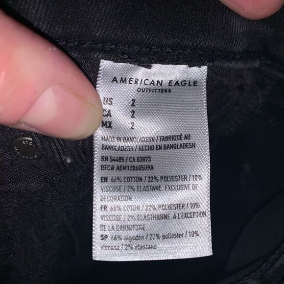 American Eagle black cuffed multi button distressed 2 midi shorts - Picture 3 of 3